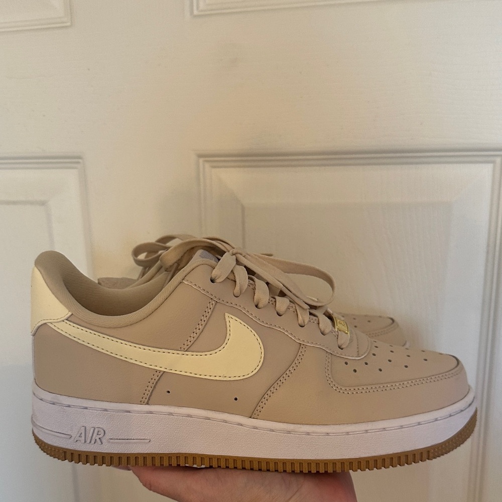 Nike Tan Sneakers with Gold Details